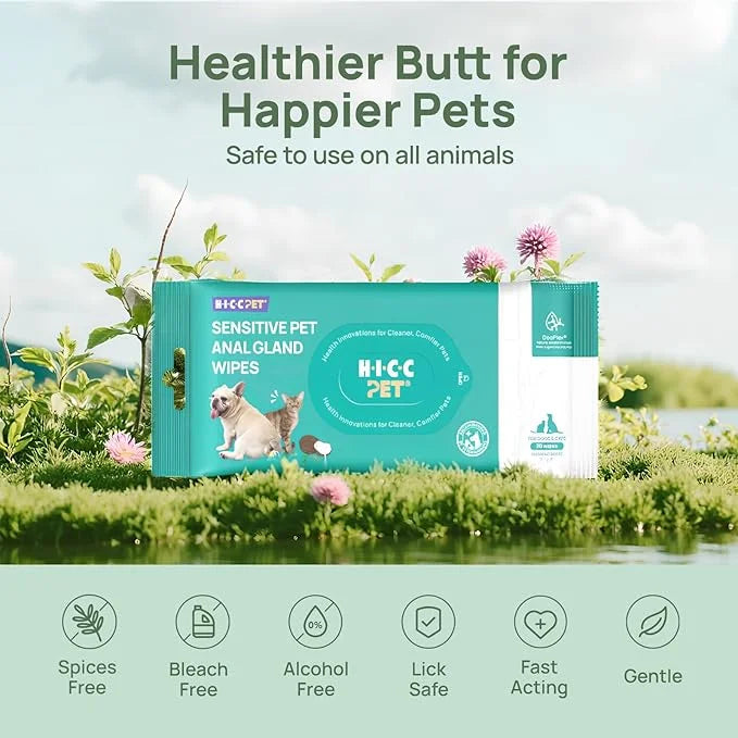 HICC PET Wipes for Dogs & Cats, Cleansing Deodorizing & Soothing Allergy Infections Anal Gland Pets Wipes with Coconut Oil...