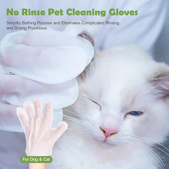 Pet Grooming Glove - Gentle Deshedding Brush Glove, Pet Bathing Wipes - Enhanced Five Finger Design - Daily Care and Trave...