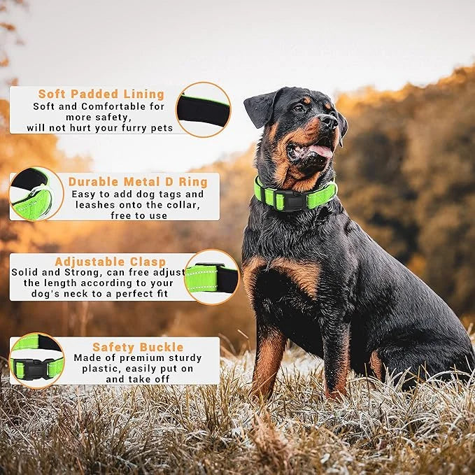 2 Pack Reflective Dog Collar with Safety Locking Buckle, Adjustable Soft Breathable Comfortable Nylon Pet Collar for Small...