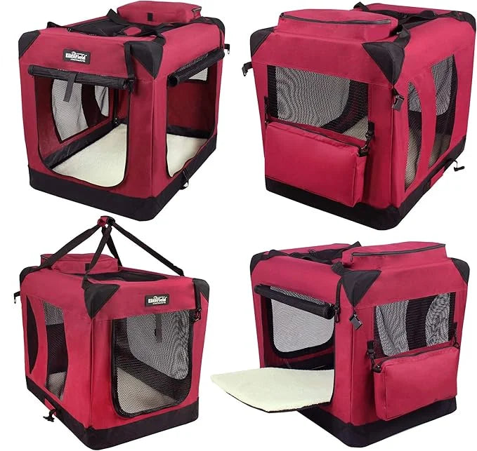 EliteField 3-Door Folding Soft Dog Crate with Carrying Bag and Fleece Bed (2 Year Warranty), Indoor & Outdoor Pet Home (42...