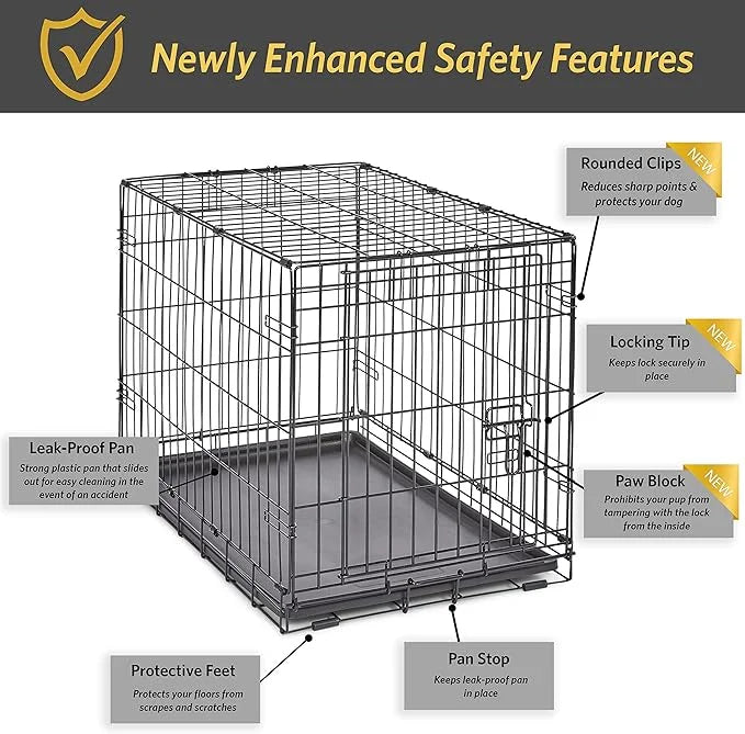 New World Newly Enhanced SingleDoor New World Dog Crate, Includes Leak-Proof Pan, Floor Protecting Feet, & New Patented Fe...