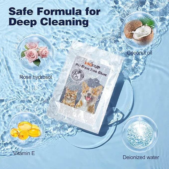 Pet Glove Wipes for Dogs, Dog Cleaning Gloves with Coconut Scented, Dual-Sided Pet Gloves Grooming for Cats with Wipes, Do...