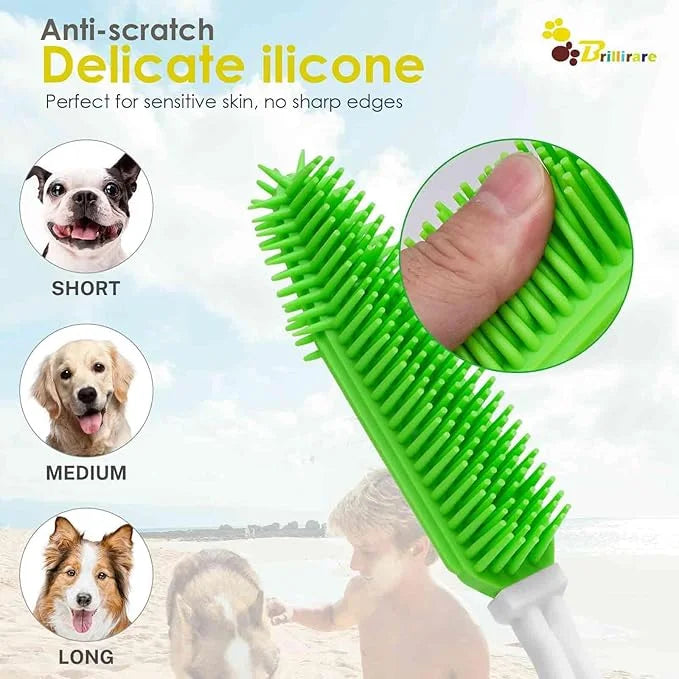 2 Pack Dog Grooming Bath Brush, Premium Soft Silicone Pet Brushes with Handle, Shampoo Soothing Comb for Wet Dry Long Shor...