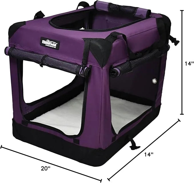 EliteField 4-Door Folding Soft Dog Crate with Curtains, Carrying Bag and Fleece Bed (2 Year Warranty), Indoor & Outdoor Pe...