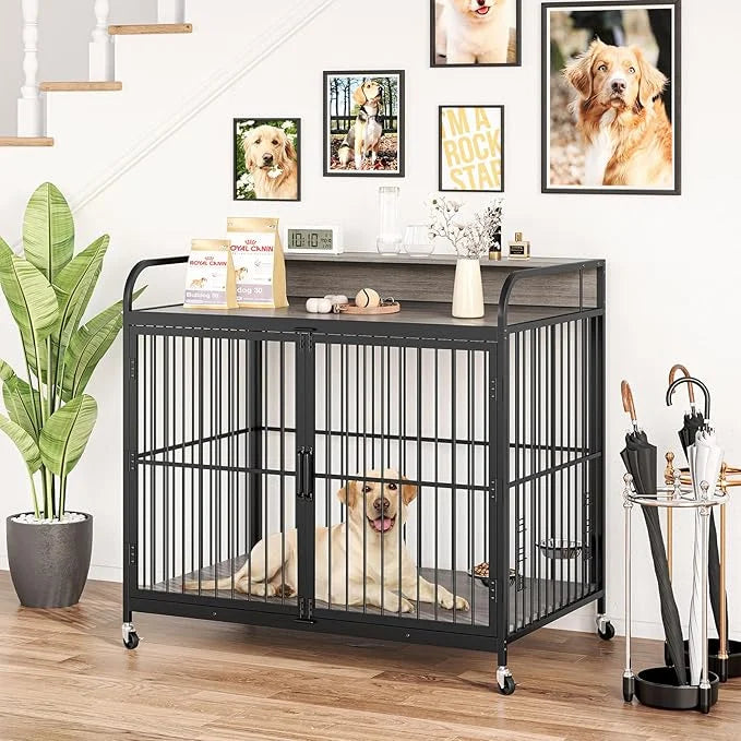 GAOMON 48" Dog Kennel Furniture for Large Dogs,Large Dog Crate, Wooden Heavy Duty, Dog Crate Indoor with Adjustable Height...