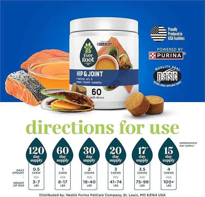 by Purina Hip and Joint Dog Supplements Soft Chews - 10.6 oz. Canister - Product Image