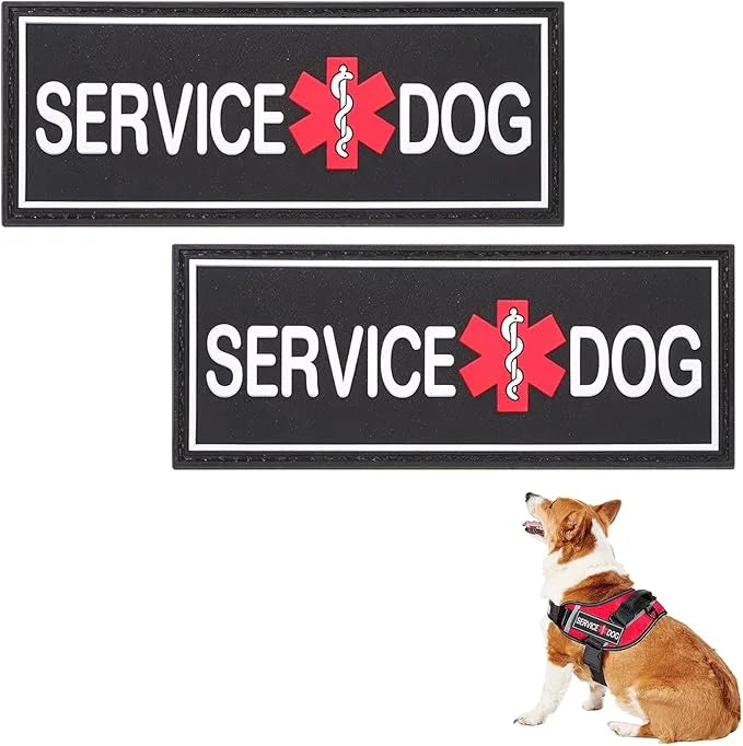 2Pcs Service Dog Patches for Harness, Removable Emotional Support Dog Vest Patches, Black in Training Dog Patch, Working D...