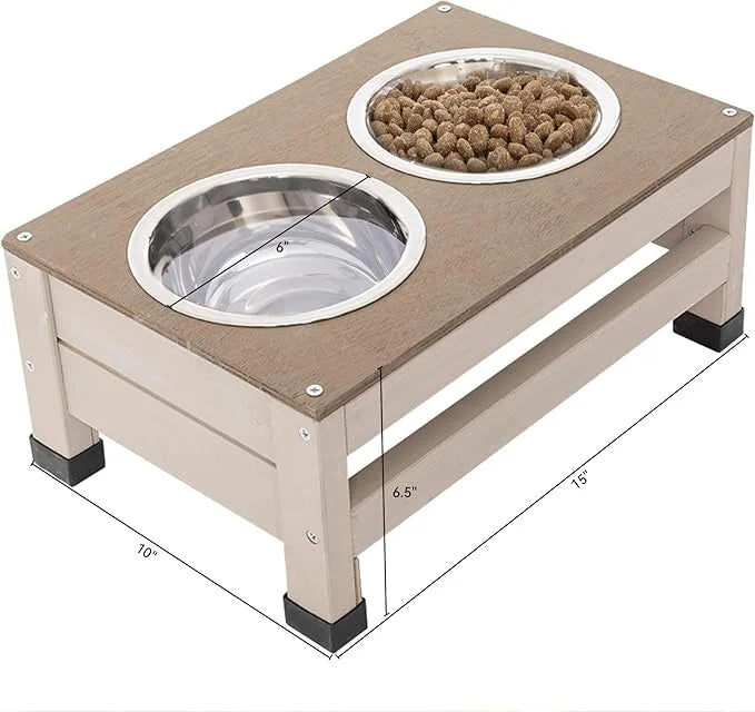 NicBex Dog Houses for Small Medium Large Dogs with Open Roof,Storage Box,2 Feeding Bowls Outdoor & Indoor,Wooden Puppy She...