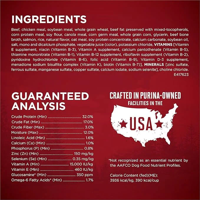 Purina ONE Natural High Protein Dry Dog Food Dry True Instinct with Real Beef and Salmon With Bone Broth and Added Vitamin...