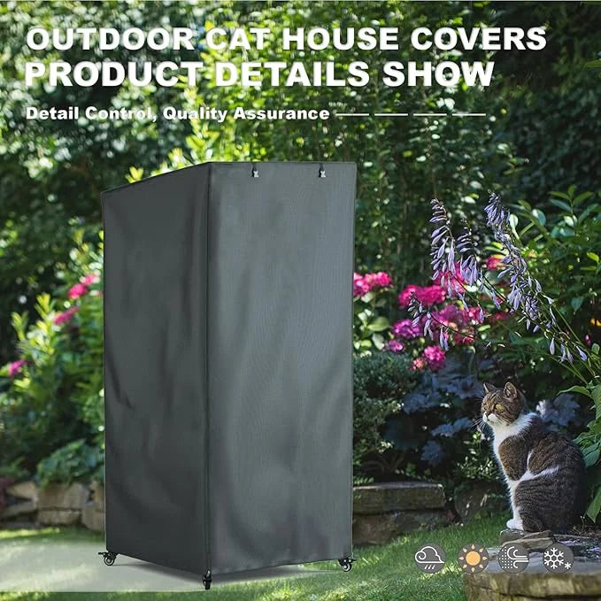 Outdoor Cat House Cover, Extremely Waterproof Feral Cattery Cat Cover, Cat Enclosure Cover, 600 D Heavy Duty Rain Sheet , ...