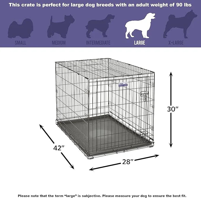 MidWest Homes for Pets Newly Enhanced Single & Double Door iCrate Dog Crate, Includes Leak-Proof Pan, Floor Protecting Fee...