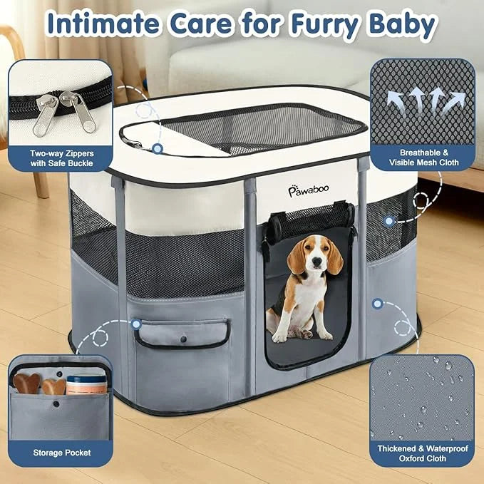 Dog Playpen, Portable Pet Playpen Cat PlayPen, 600D Oxford Dog Kennel Tent Crate, Waterproof&Breathable, Indoor Outdoor Tr...