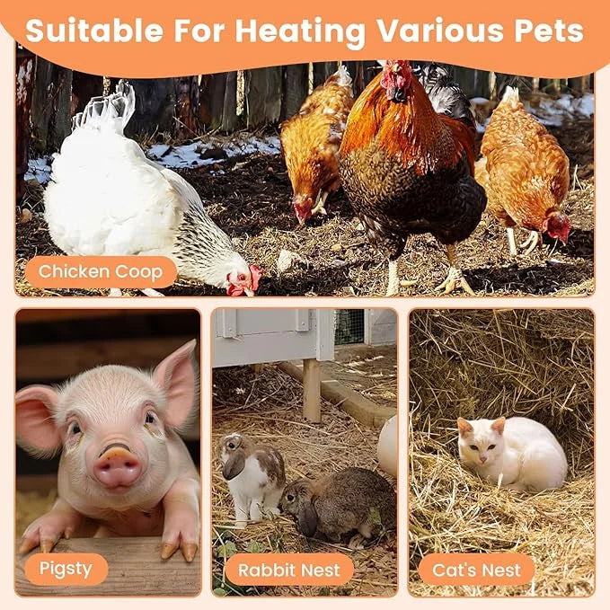 800W Dog House Heater, Wall Mount, 10ft Anti Bite Cord, Waterproof Control, Outdoor Pet Heater Warmer for Chicken Coop Ken...