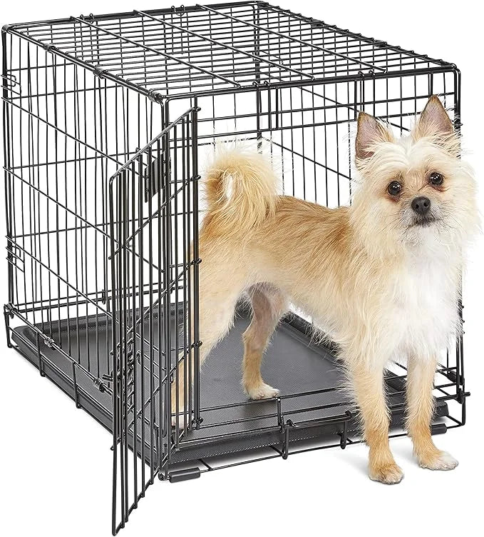MidWest Homes for Pets Newly Enhanced Single & Double Door iCrate Dog Crate, Includes Leak-Proof Pan, Floor Protecting Fee...