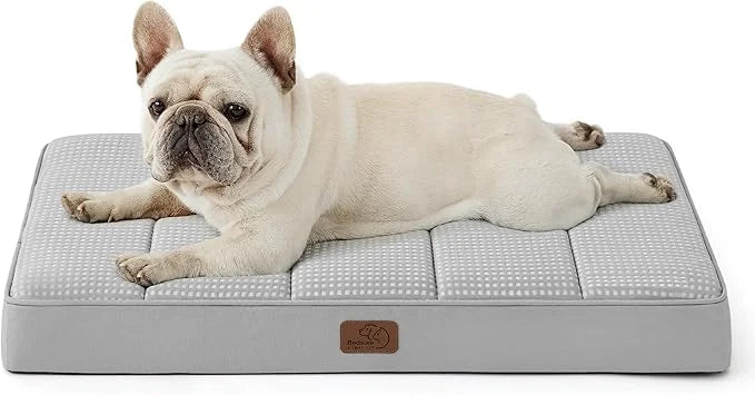 Bedsure Cooling Gel Foam Dog Bed for Large Dogs, Waterproof Orthopedic Egg Foam Dog Bed for Outdoor, Summer Comfort Pet Ma...