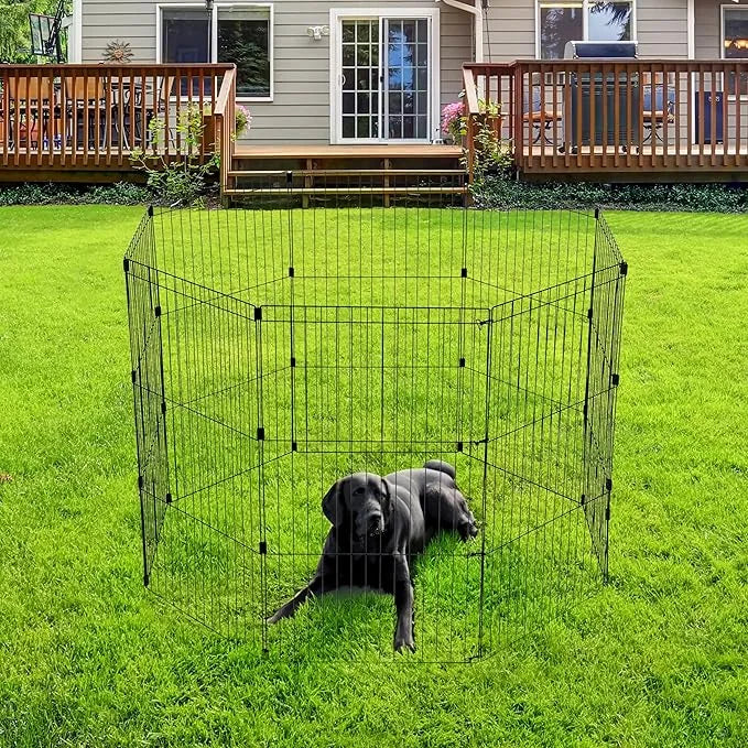 IRIS USA Metal Dog Playpen, 8-Panel 42" Pet Playpen, Puppy Playpen, Indoor/Outdoor Dog Fence, 58 x 58 x 42, Foldable, Cust...
