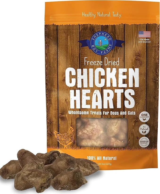 Freeze Dried Dog and Cat Treats, Chicken Heart, All Natural Freeze-Dried Dog Treat & Dog Snacks, Made in USA, High in Prot...