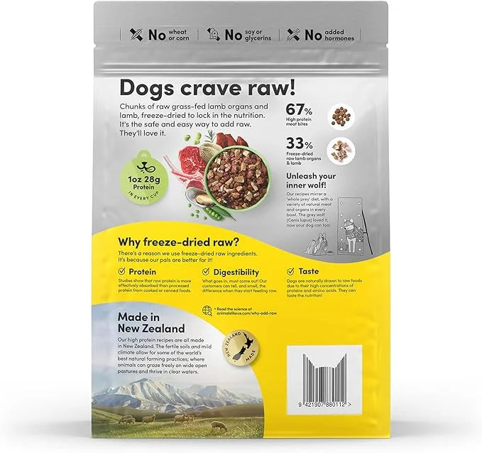 RawMix33 Premium Freeze-Dried Raw Grass-Fed Lamb Recipe Dog Food, Protein Rich, Includes Kibble, Non-GMO, No Wheat or Corn...