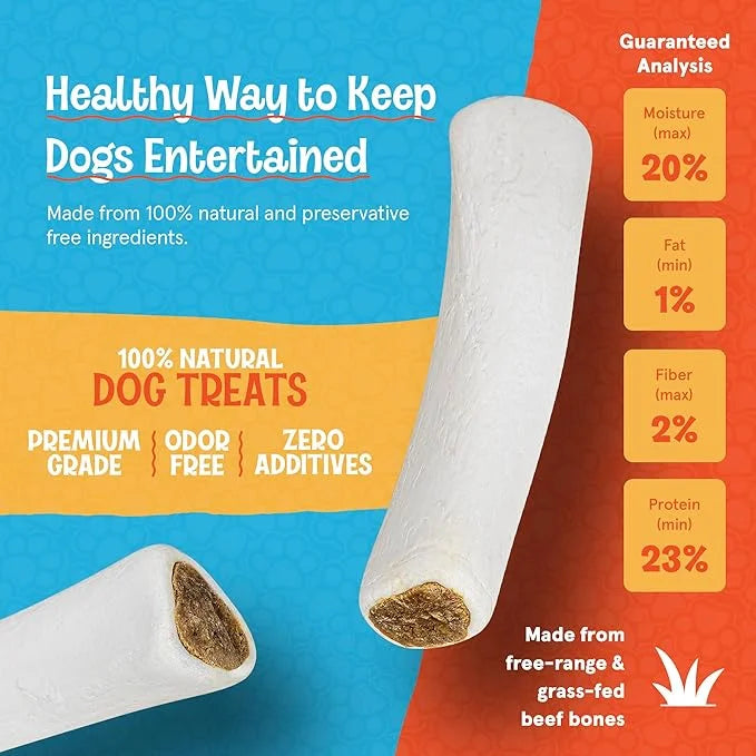 Variety Pack Stuffed Dog Bones (Flavors: Bacon & Cheese, Peanut Butter, and Beef) - 3-4 Inch Long Dog Treats - Natural Stu...