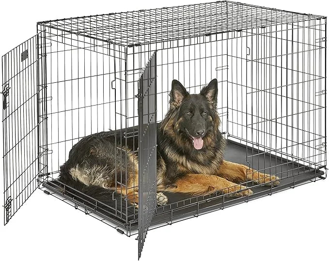 MidWest Homes for Pets Newly Enhanced Single & Double Door iCrate Dog Crate, Includes Leak-Proof Pan, Floor Protecting Fee...