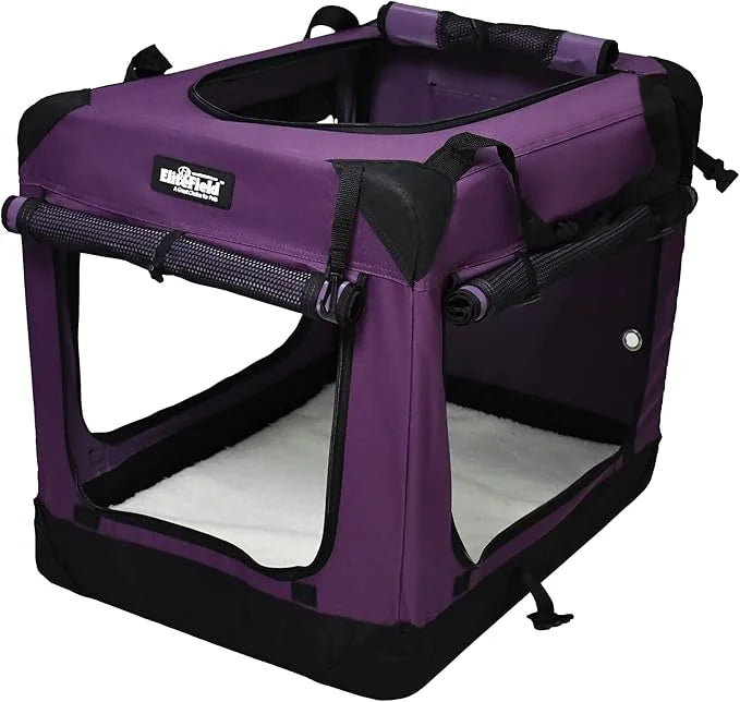 EliteField 4-Door Folding Soft Dog Crate with Curtains, Carrying Bag and Fleece Bed (2 Year Warranty), Indoor & Outdoor Pe...