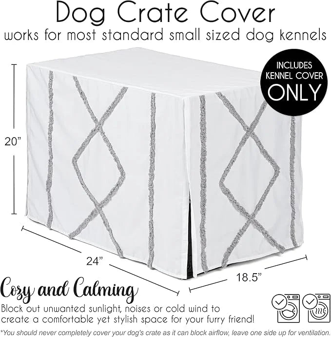 Sweet Jojo Designs 24in. Small Dog Crate Cover (Grey Boho Modern Tuft) Pet Cage, Kennel Covers (Bohemian, Farmhouse, Shabb...