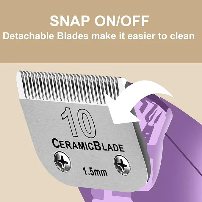 10 Pack Detachable Pet Dog Grooming Clipper Ceramic Blade Sets,Compatible with Andis Size 10 Cut Length 1/16"(1.5mm),Compa...