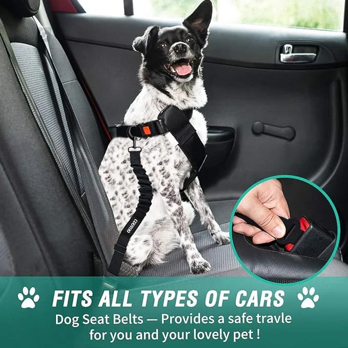 COOYOO Dog Seat Belt,3 Piece Set Retractable Dog Car Harness Adjustable Dog Seat Belt for Vehicle Nylon Pet Safety Seat Be...