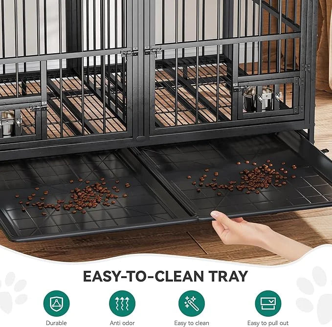 YITAHOME 37.5'' Heavy Duty Dog Crate with Removable Divider, Double Doors & Locks Design, Furniture Style Large Dog Crate ...