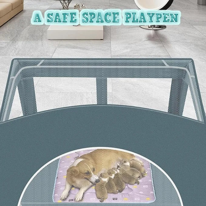 42x42x26 Inch Puppy Playpen with Cover, Dog Playpen for Puppies or Small Dogs, Pet Playpen for Indoor & Outdoor, Sturdy Do...