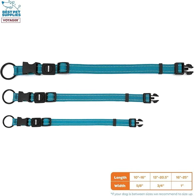 Best Pet Supplies Reflective Dog Collar with Adjustable Length, Heavy-Duty Buckle, and Strong Leash D-Ring, Training, Walk...