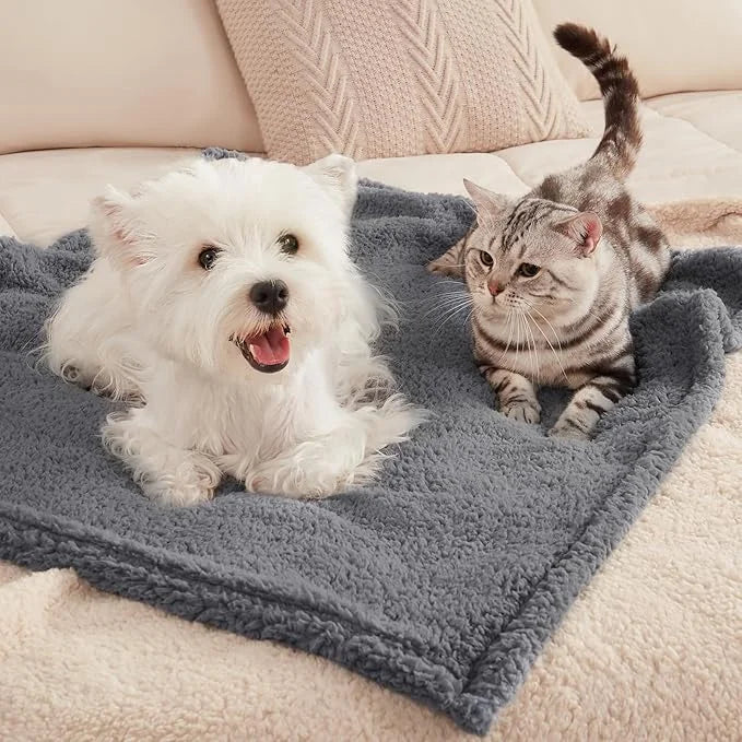 1 Pack 3 Calming Blankets Fluffy Premium Fleece Pet Blanket Soft Sherpa Throw for Dog Puppy Cat Beige Small (23" x16'') - ...