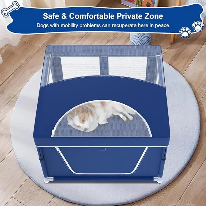 42x42x26 Inches Blue Puppy Playpen with Top Cover, Dog Playpen for Small Dogs, Sturdy Safety Dog Pen with Thickened Fabric...