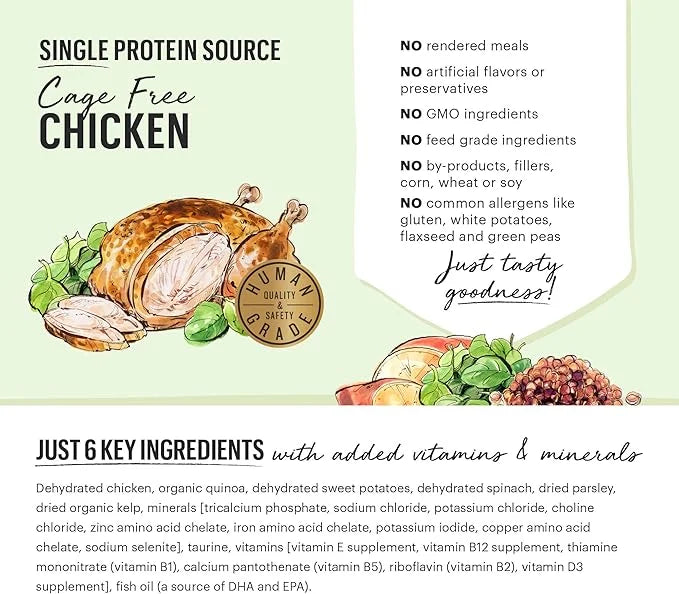 The Honest Kitchen Dehydrated Limited Ingredient Chicken Dog Food, Chicken & Quinoa, 10 Pound (Pack of 1) - Product Image
