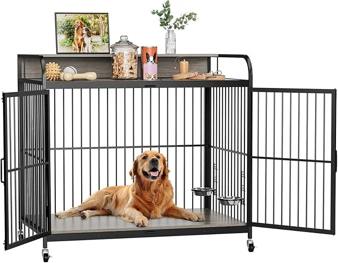 GAOMON 48" Dog Kennel Furniture for Large Dogs,Large Dog Crate, Wooden Heavy Duty, Dog Crate Indoor with Adjustable Height...