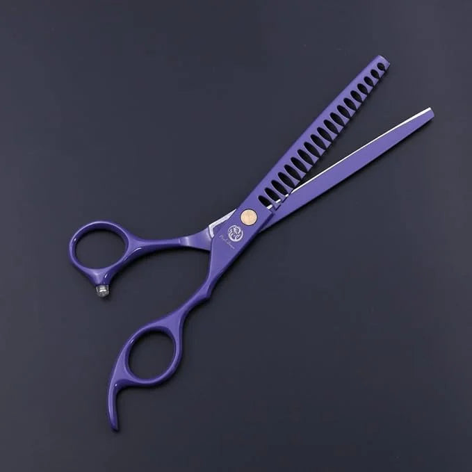 Purple Dragon 7.0 inch Professional Dog Grooming Hair Cutting Scissor &Curved Scissor&Chunker Shear Kit with Bag - for Pet...