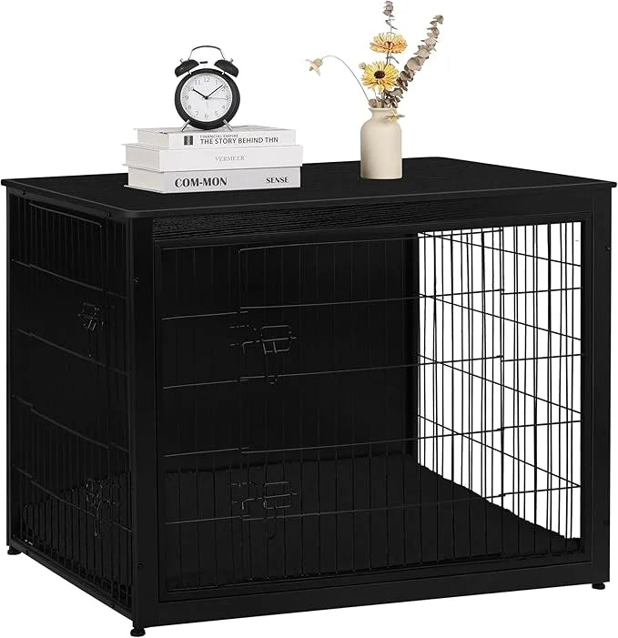 DWANTON Dog Crate Furniture with Cushion, Wooden Kennel Table with Double Doors, Indoor Dog House, Extra Large Size, 43.3"...