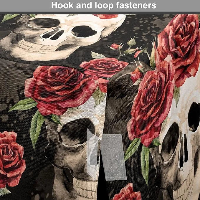Lunarable Halloween Dog Crate Cover, Mexican Sugar Skull Rose Bouquets Spooky Traditional Humour Culture, Easy to Use Pet ...