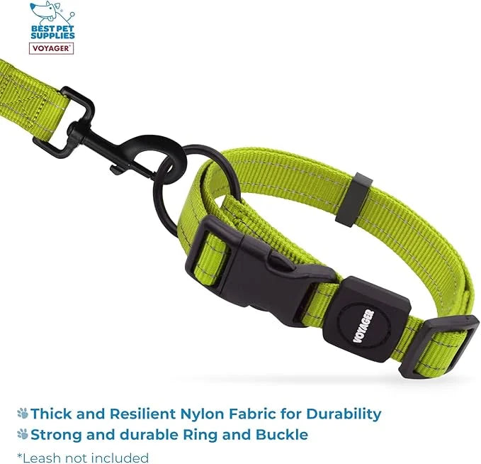 Best Pet Supplies Reflective Dog Collar with Adjustable Length, Heavy-Duty Buckle, and Strong Leash D-Ring, Training, Walk...