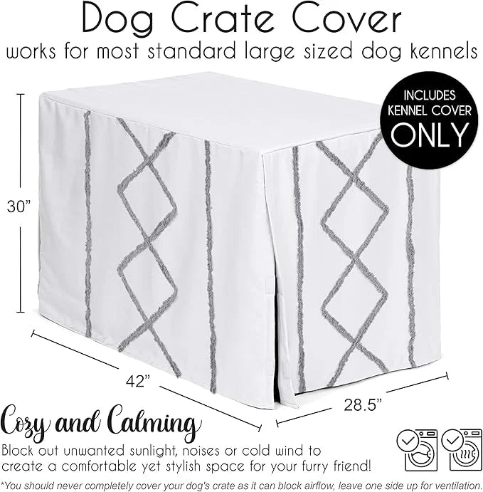 Sweet Jojo Designs 42in. Medium/Large Dog Crate Cover (Grey Boho Modern Tuft) Pet Cage, Kennel Covers (Bohemian, Farmhouse...