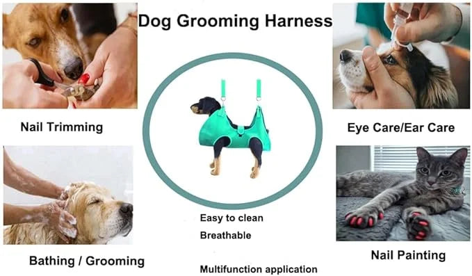 Dog Grooming Hammock with Flea Comb and Dog Nail Clipper, Pet Dog Grooming Hammock Harness with Cat Nail Clipper, Nail Fil...