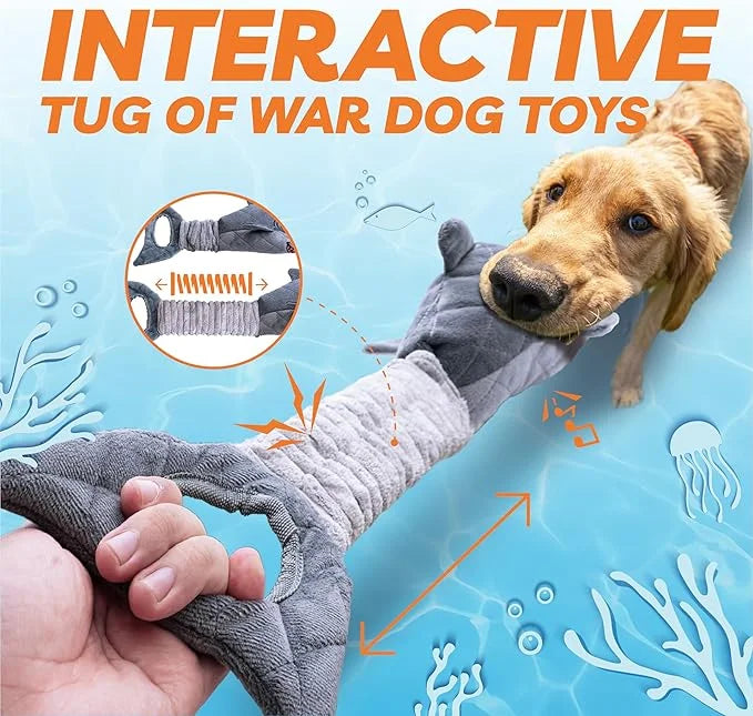 Dog Toys for Small Dogs, Squeaky Tough Dog Toys for Aggressive Chewers, Plush Dog Chew Toys for Teething, Interactive Shar...