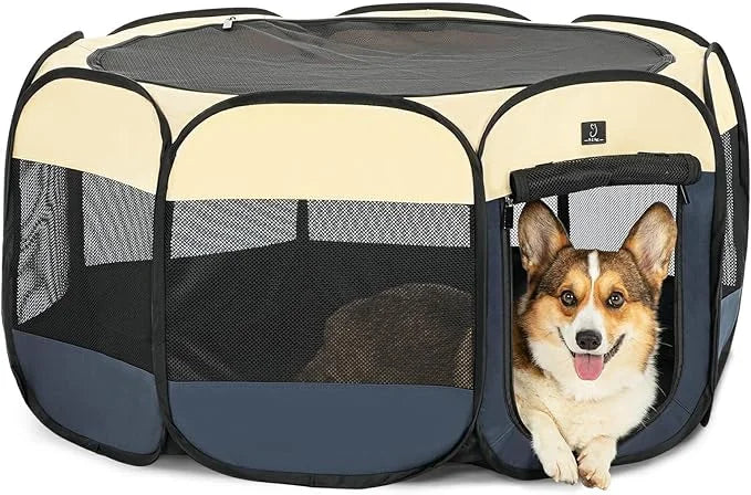 A4Pet Dog Playpen, Portable Pet Playpen, Pop Up Dog Playpen Indoor/Outdoor - Ideal for Small Medium Dogs - Removable Zippe...