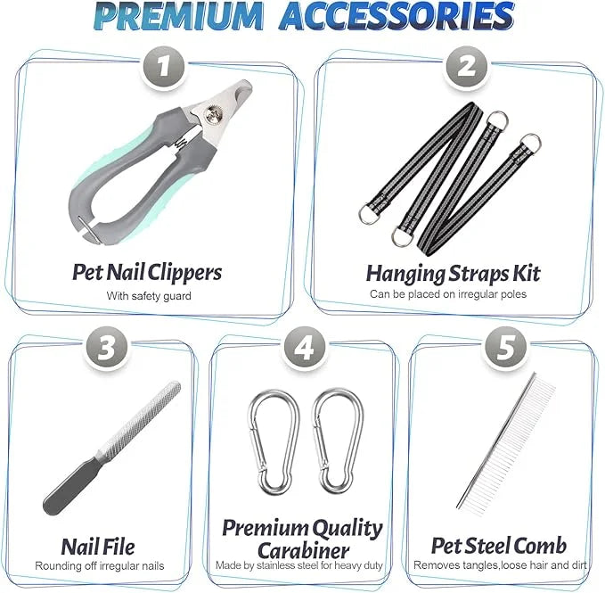 Pet Dog Grooming Hammock Harness for Grooming (XL 80lb), Dog Sling Holder for Clipping Nails with Clippers, Pet Comb - Pro...