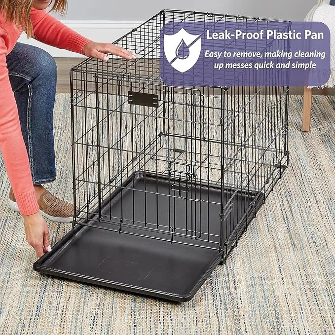 MidWest Homes for Pets Newly Enhanced Single & Double Door iCrate Dog Crate, Includes Leak-Proof Pan, Floor Protecting Fee...