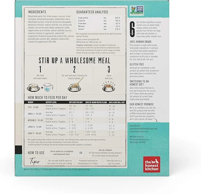 The Honest Kitchen Dehydrated Limited Ingredient Fish Dog Food, 4 lb Box - Product Image