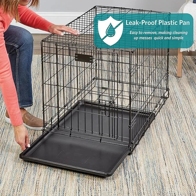 MidWest Homes for Pets Newly Enhanced Single & Double Door iCrate Dog Crate, Includes Leak-Proof Pan, Floor Protecting Fee...