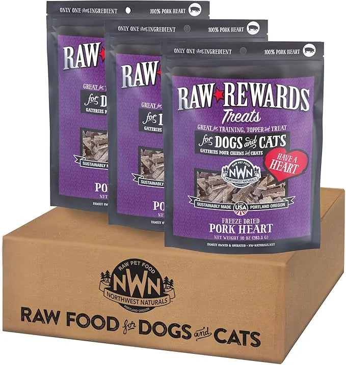 Northwest Naturals Raw Rewards Freeze-Dried Pork Heart Treats for Dogs and Cats - Bite-Sized Pieces - Healthy, 1 Ingredien...