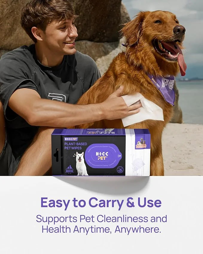 HICC PET Cleaning Deodorizing Wipes for Dogs & Cats, Vet Recommended Nourishes Smoothes Fur Pet Grooming Wipes with Fermen...