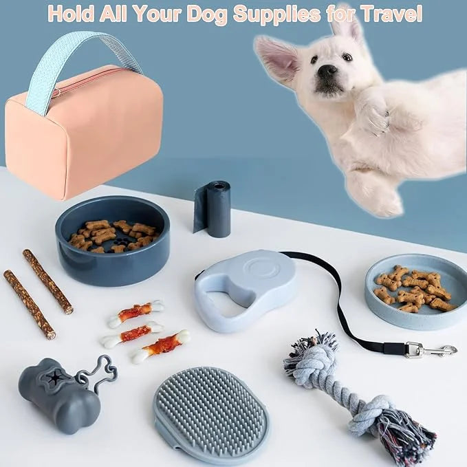 Pink Small Dog Travel Bag - Perfect for Storing Dog Bowls, Food, Toys, and Clothes - Lightweight and Portable with Handle ...